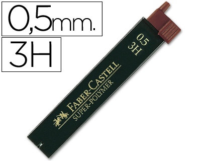 12 minas de grafito Faber Castell 9065 0,5mm. 3H